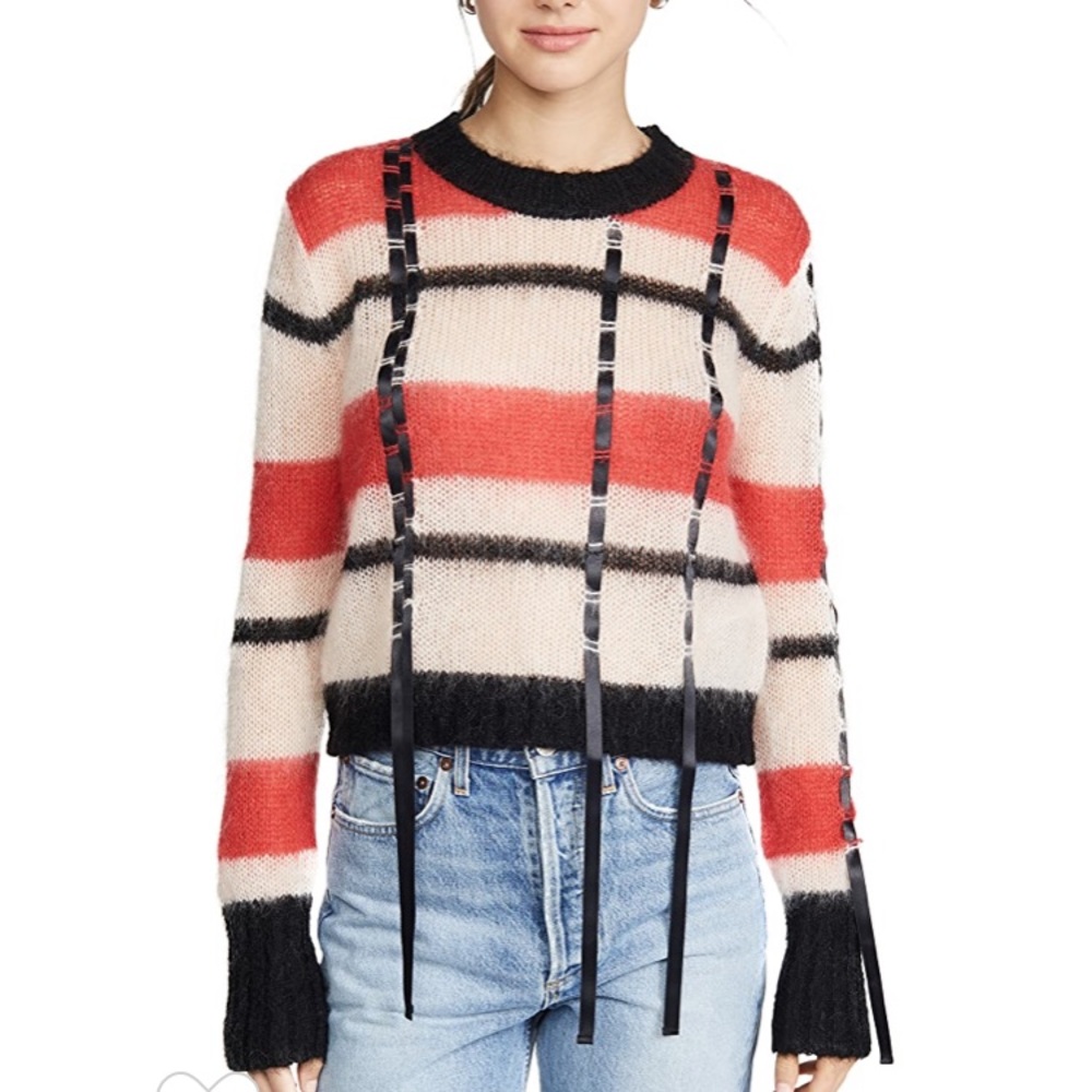 3.1 Phillip Lim Striped Ribbon Mohair Pullover